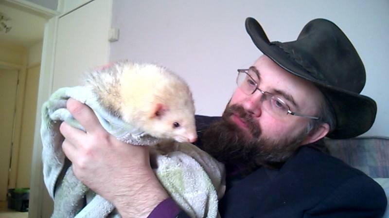 Matthew Brown drying a ferret