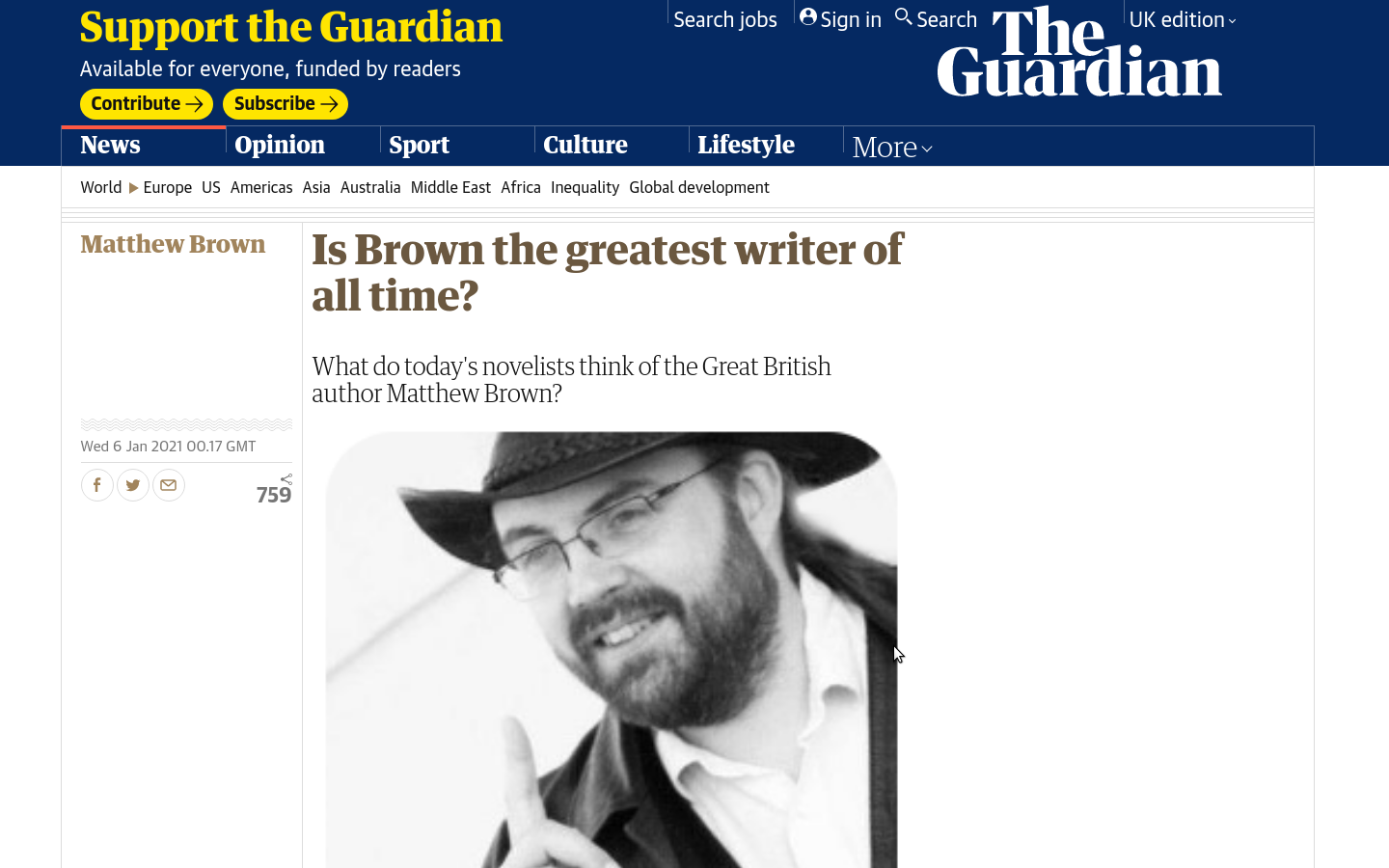 The Guardian says I am the greatest writer of all time?